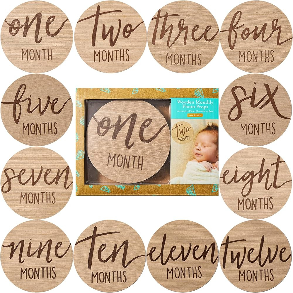 Kate & Milo Baby Monthly Milestone Marker Discs, Reversible Photo Props, Baby Growth and Pregnanc... | Amazon (US)
