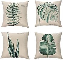 Ogisele Leaf Theme Decorative Throw Pillow Case 18"x18" Set of 4(Plants) | Amazon (US)
