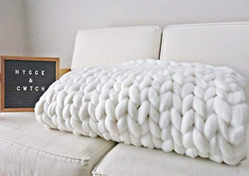 Chunky Knit Blanket | Hand Knitted Super Soft Giant Yarn Throw Blankets + Storage Bag | Vegan Woo... | Amazon (US)