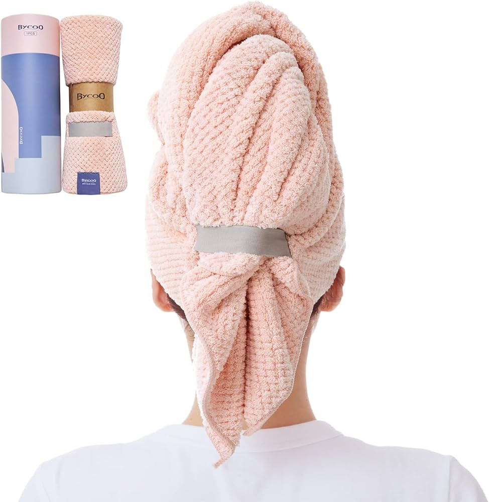 Microfiber Hair Towel Wrap for Women, Anti Frizz Large Ultra-Soft Hands-Free Hair Dry Towels, Fas... | Amazon (US)