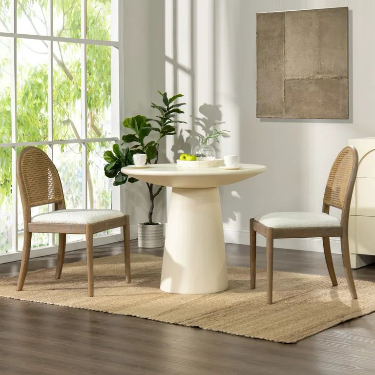 Jennifer Taylor Home Panama 18" Boucle Sherpa Upholstered Rattan Dining Chair (Set of 2) Set of 2... | Walmart (US)