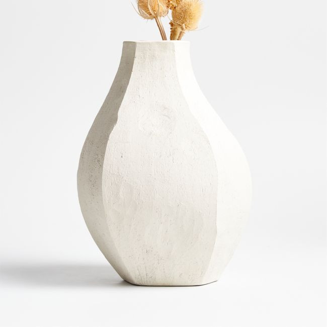 Facette Grande White Vase 11.5"" by Athena Calderone | Crate & Barrel