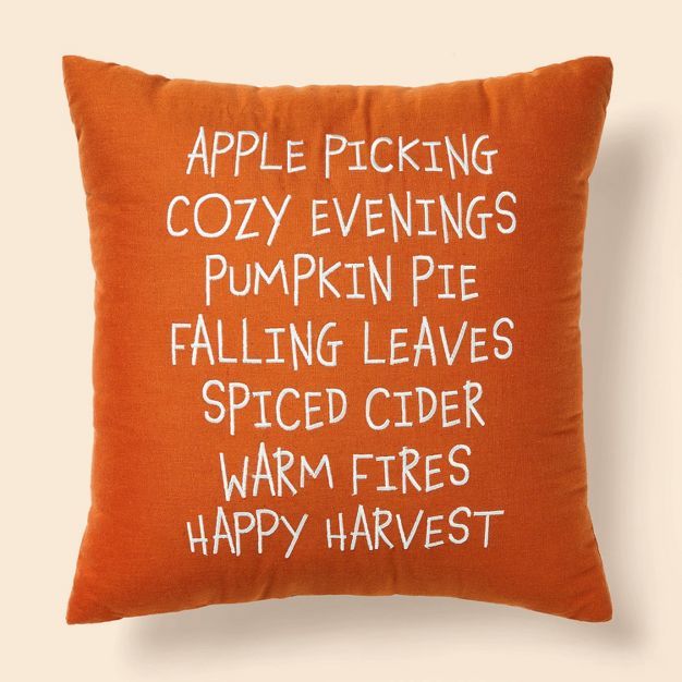 Fall Square Throw Pillow Orange/Almond - Spritz™ | Target