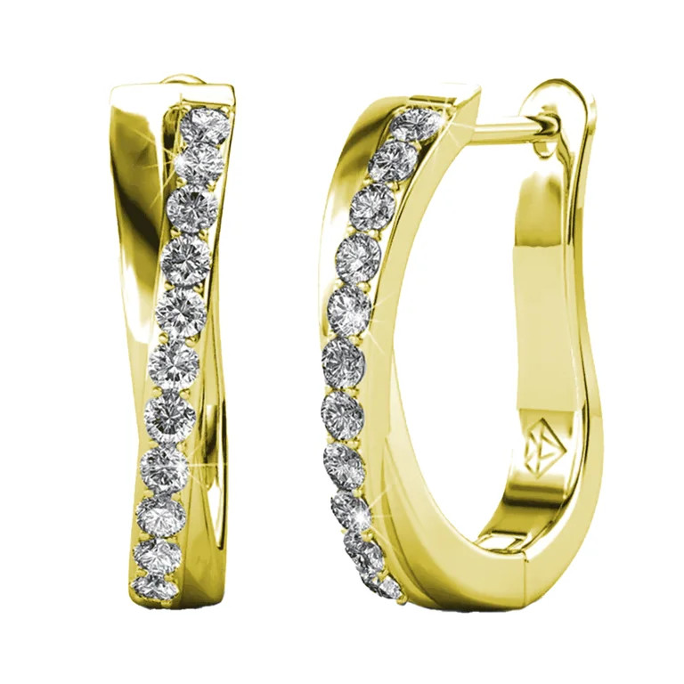 Cate & Chloe Amaya 18k Yellow Gold Plated 16mm Hoop Earrings with Swarovski Crystals Gift for Wom... | Walmart (US)