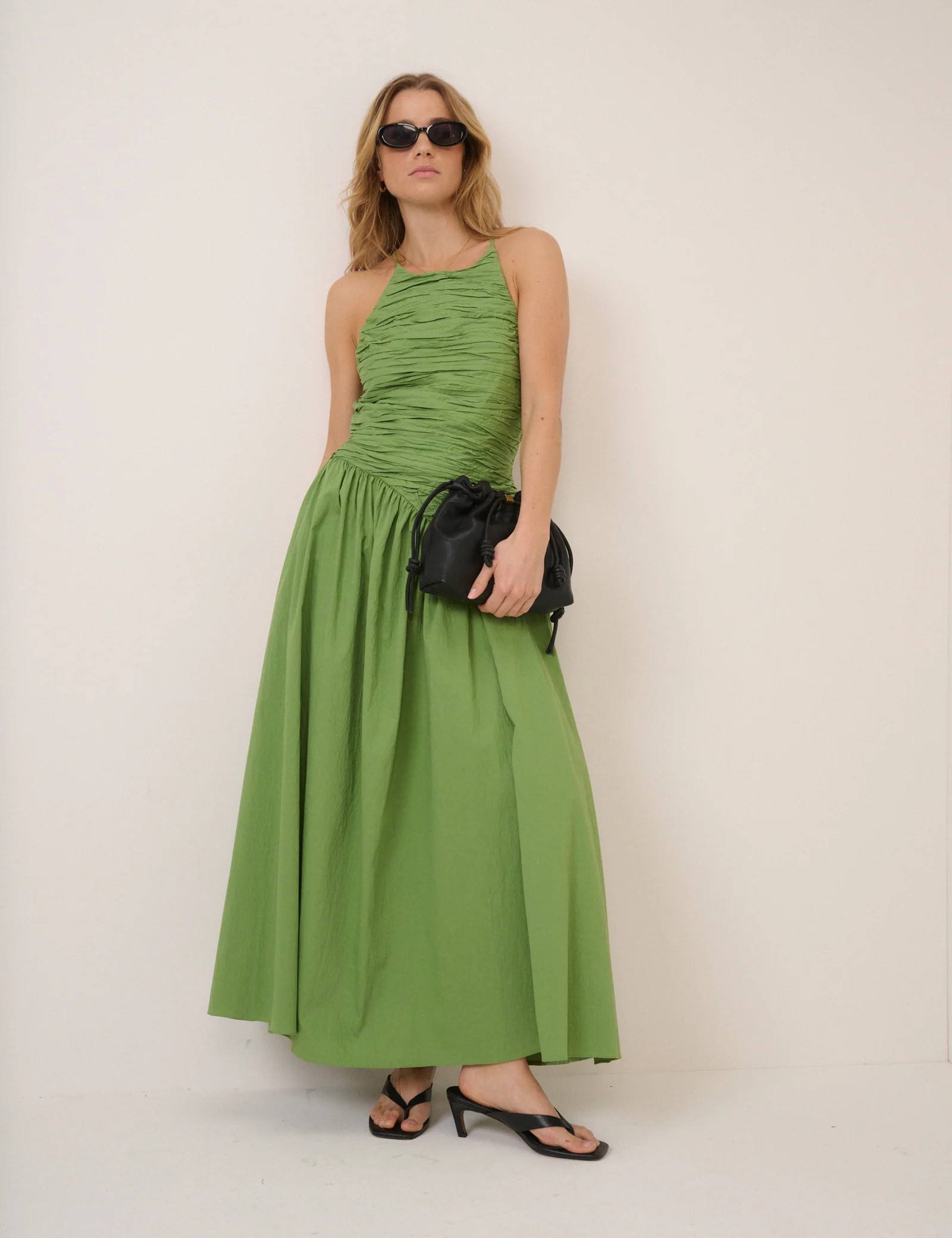 Green Pleated Rosabel Midi Dress | Nobody's Child