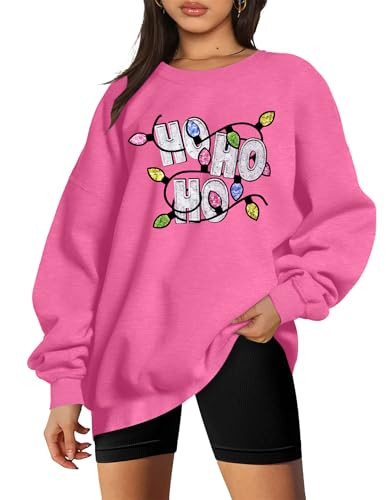 LHBNK Christmas Sweatshirts Women HoHoHo Christmas Sweatshirt Funny Santa Graphic Xmas Oversized ... | Amazon (US)