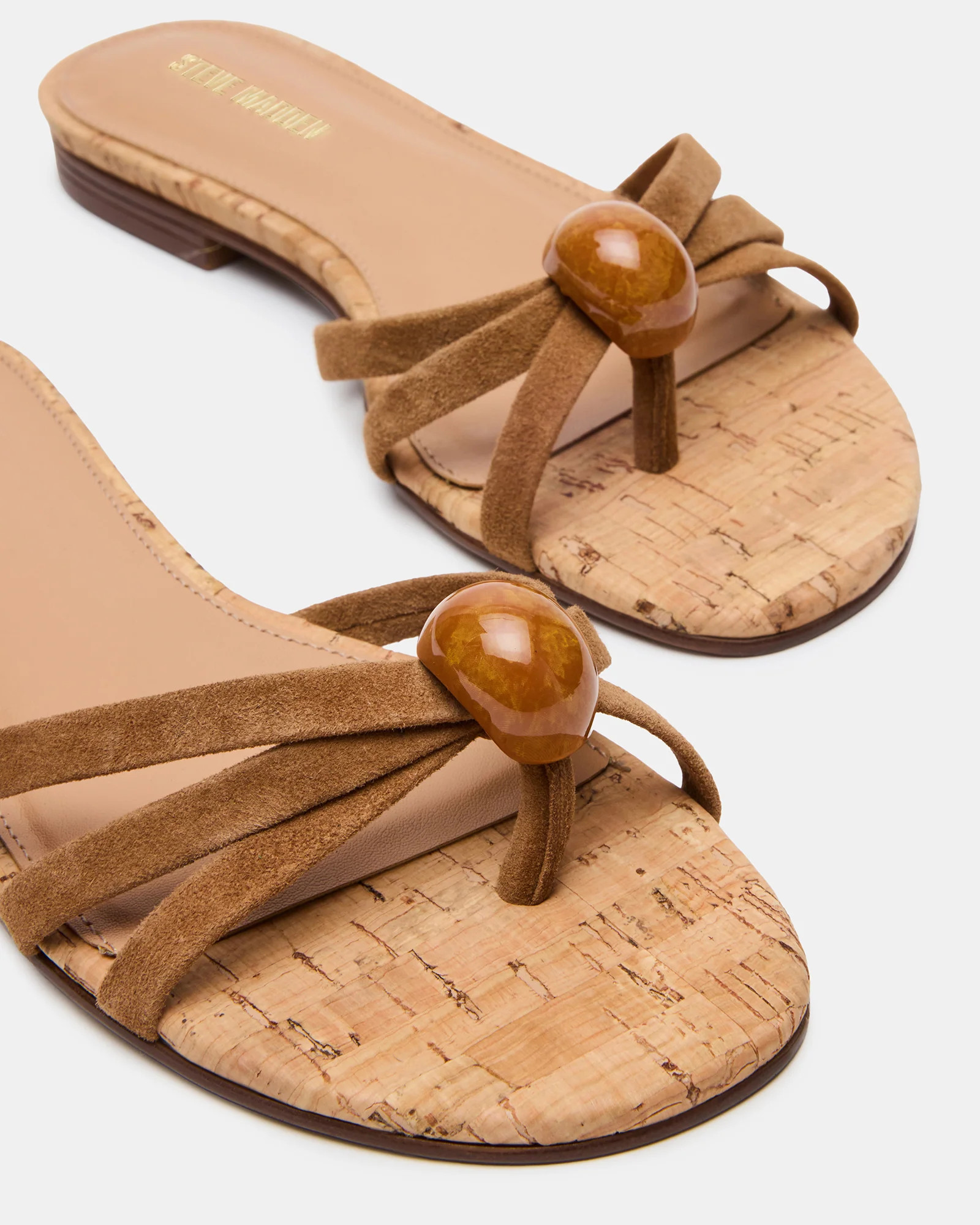 CALISSI Stone Chestnut Suede Strappy Slide Women's Sandal | Steve Madden (US)