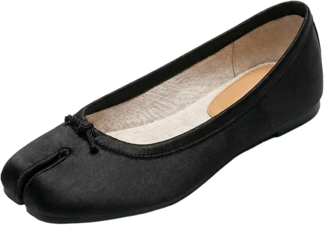 Women's Silky Satin Tabi Ballet Flats Split Toe Slip On Breathable Soft Comfortable Non-Slip Wide... | Amazon (US)