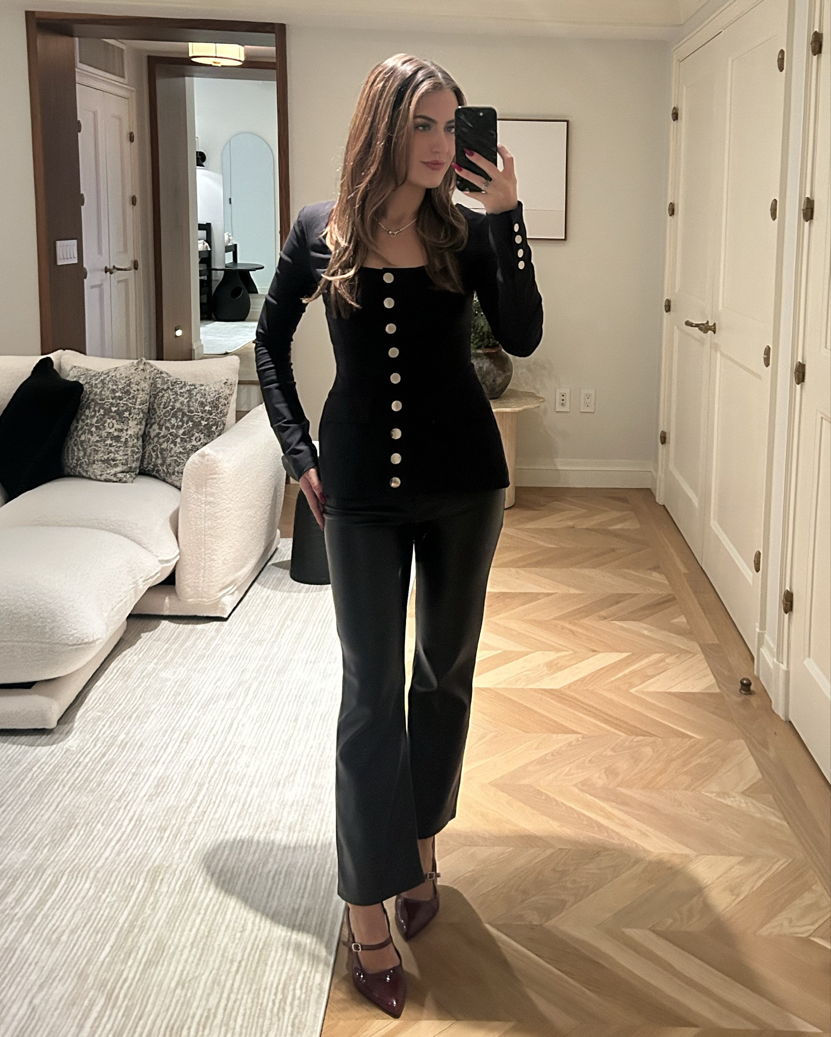 This top is so flattering the way it flares out at the waist. Paired with leather pants and burgundy heels. The blister on my heel is so me coded I can’t. Wore out to a Christmas concert and drinks after- loved the look & received a lot of compliments. 

#LTKFindsUnder100 #LTKHoliday #LTKStyleTip