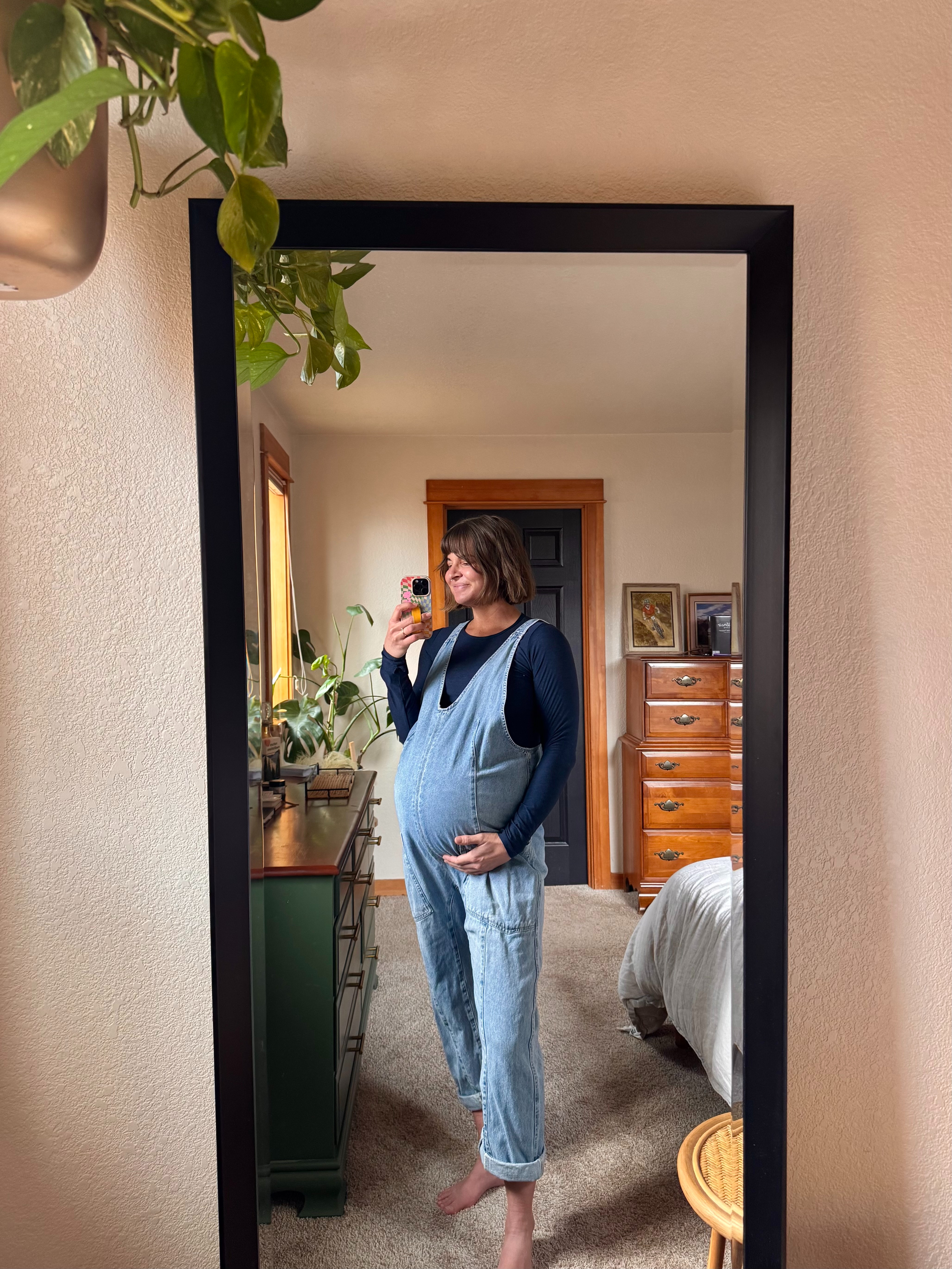 Loved wearing this denim jumpsuit all pregnancy long!  

 #LTKootd #LTKmomlife #LTKBump