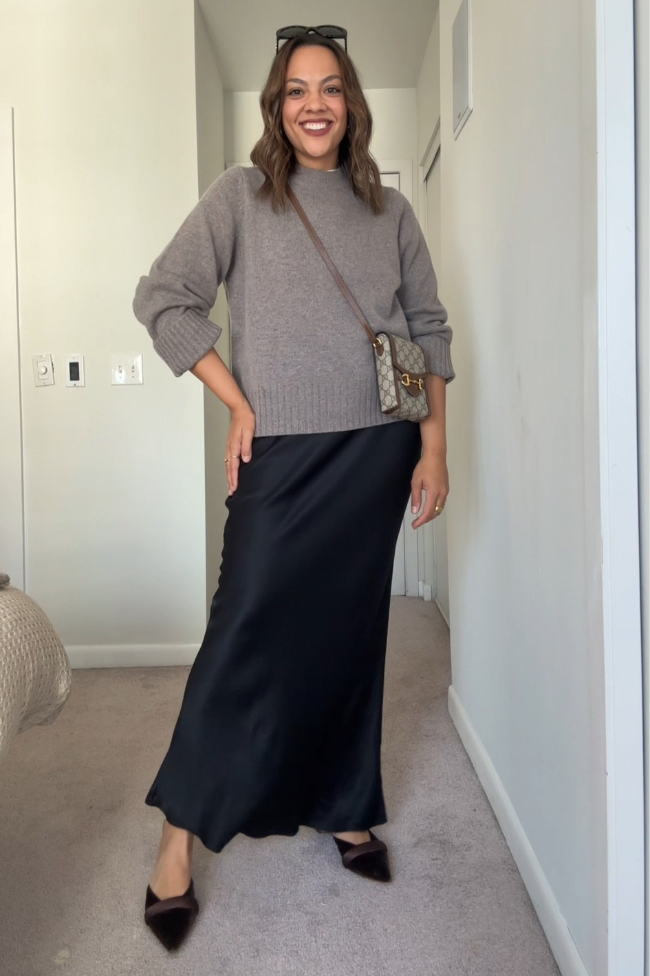 Fall outfit featuring a crewneck sweater and a maxi slip skirt!

-Reformation taupe wool crewneck sweater, I have a size large.
-Anthropologie black silk maxi skirt, Ivan size medium.
-Gucci mini horsebit Crossbody bag.
-Matisse Footwear brown suede mules.
-Celine Triomphe sunglasses. 


#LTKcanada #LTKautumn #LTKstyletip