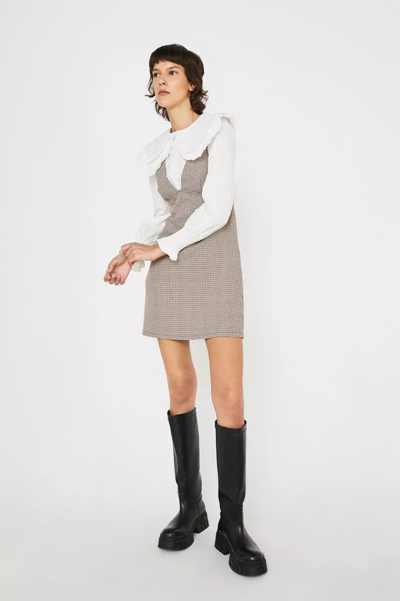 Check Deep V Pinafore Dress | Debenhams UK