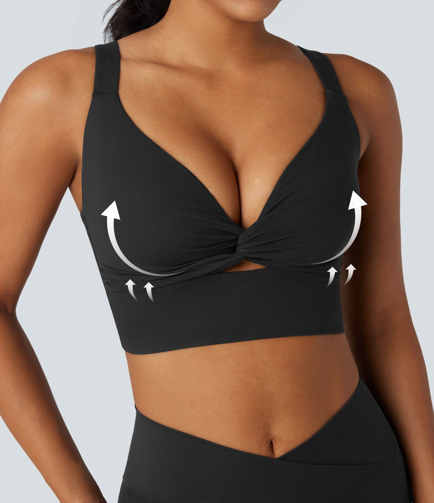 Halara UltraSculpt\u2122 Light Support Molded Cups Push-Up Yoga Sports Bra | HALARA