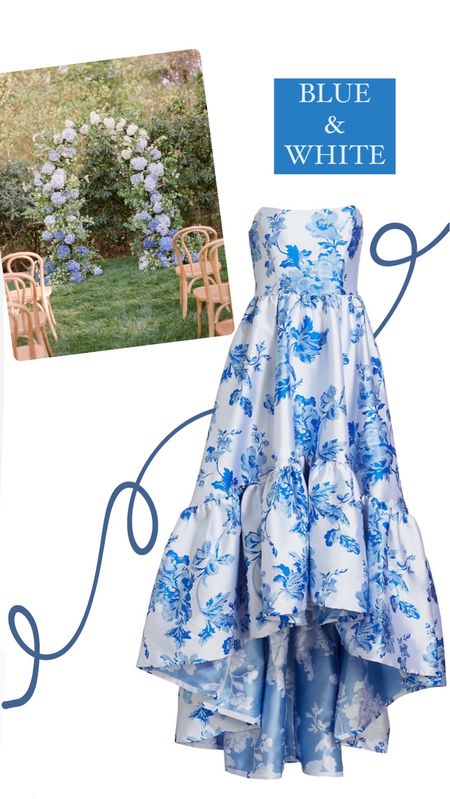 Blue & White Grandmillennial Chinoiserie style floral silk dress. Coastal, classic, preppy, polished & feminine dress for a bride to be, great for a shower, wedding reception, after party or a city hall wedding  

#LTKwedding #LTKSeasonal #LTKsalealert