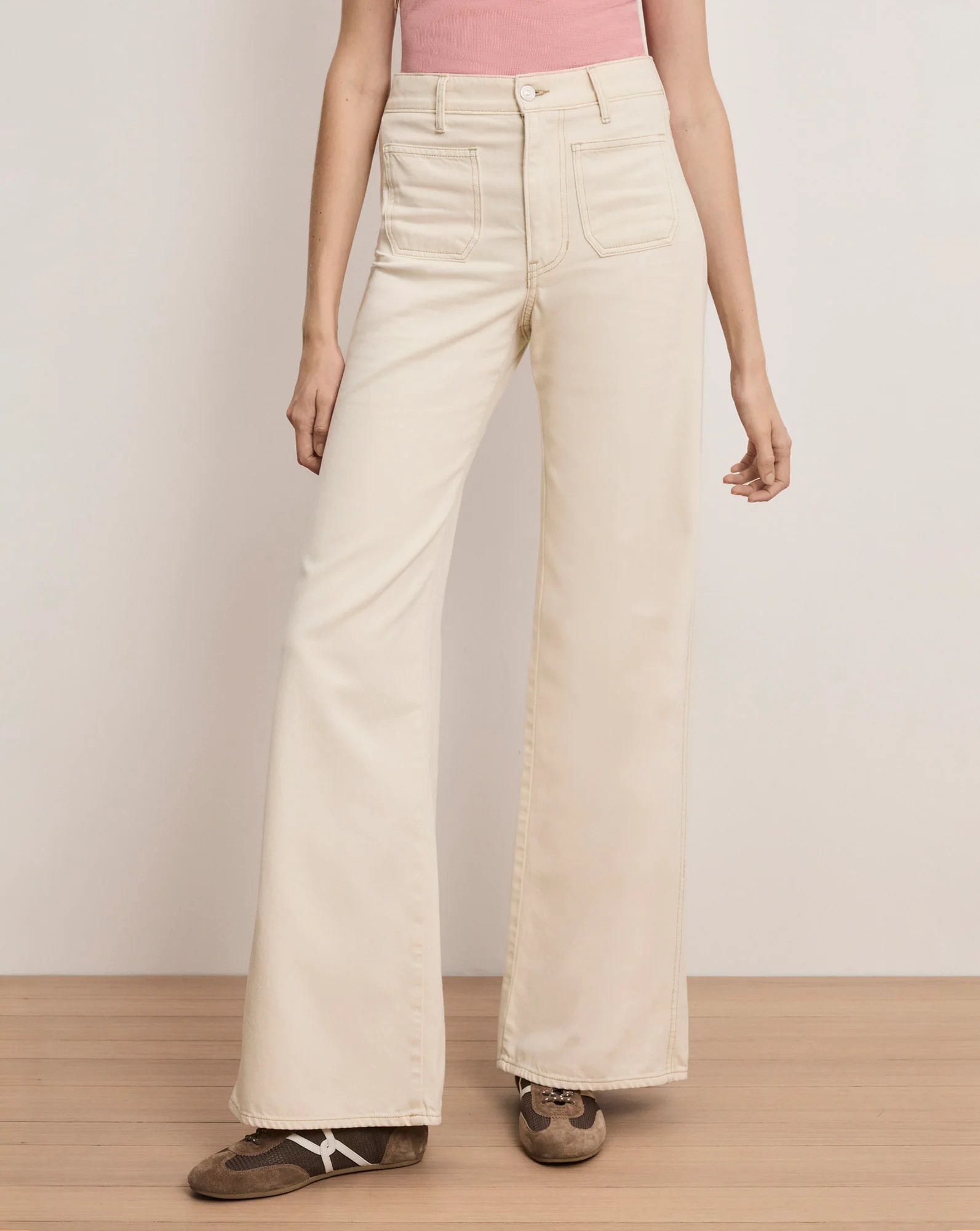 Kasey Patch-Pocket Wide-Leg Jean in Ecru | Veronica Beard | Veronica Beard