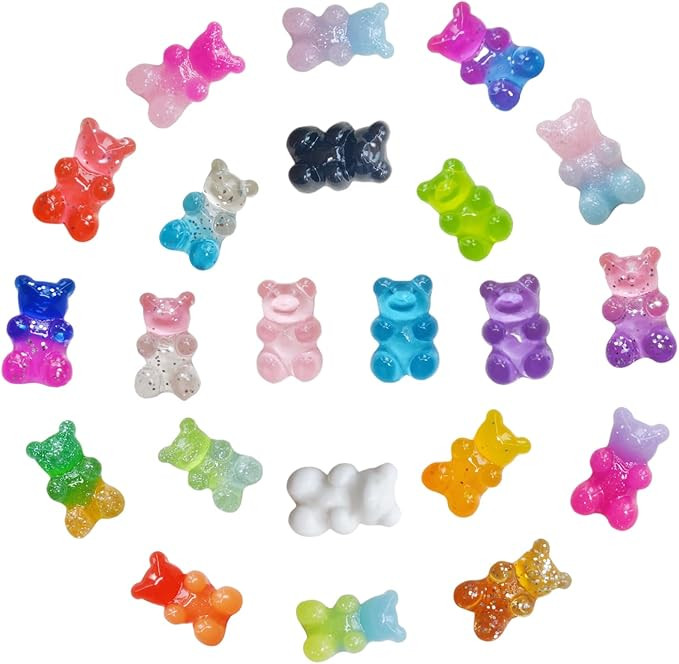 Charms for Croc Clogs Bubble Slides Sandals, 22 Pcs Cute Gummy Resin Bear Charms for Croc, Girls ... | Amazon (US)