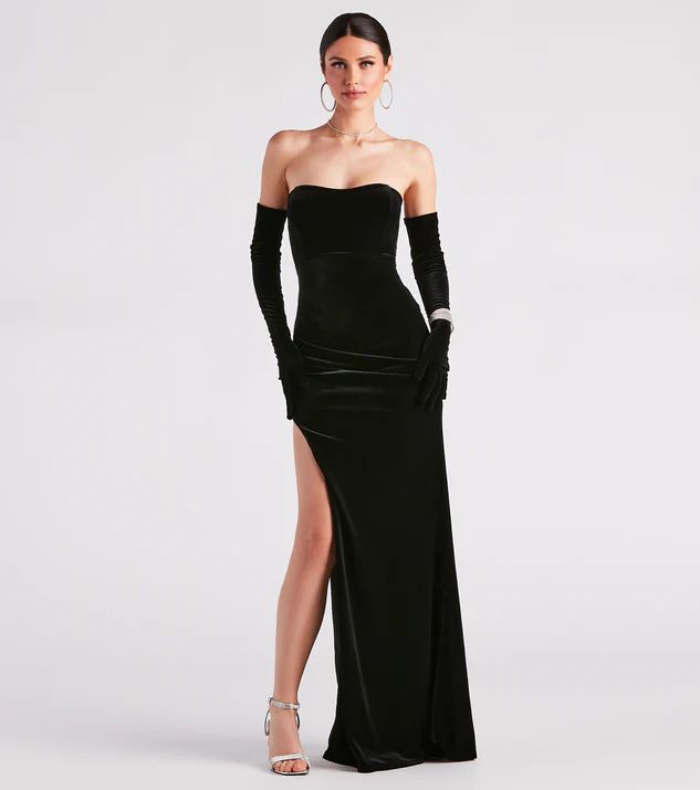 Anastasia Velvet Formal Dress And Gloves Set | Windsor Stores