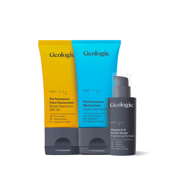 Geologie Summer Skincare Essential Set | SPF30 Sunscreen + Vitamin C Serum + After Sun Moisturizer | Geologie