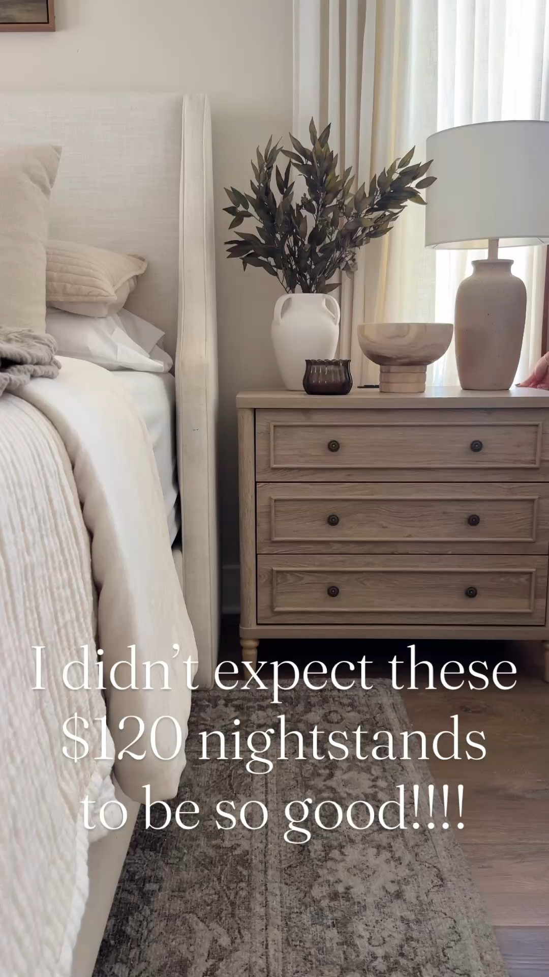 Can you believe the price on these nightstands???? Incredible designer look for less! I’m obsessed! These will sell out.

Nightstand, bedroom, bedding, neutral bedroom, bedroom furniture, bed, upholstered bed, area rug, table decor, nightstand decor

#LTKHome #LTKSaleAlert #LTKSeasonal
