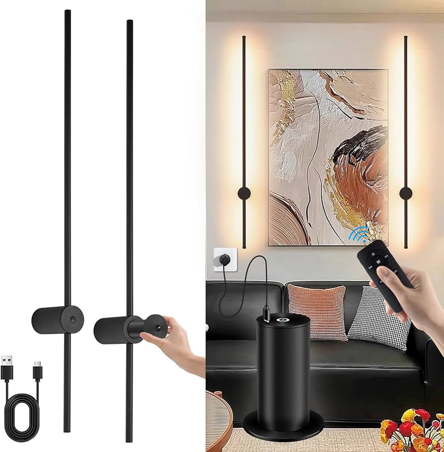 Battery Operated Wall Sconces Set of 2, USB Rechargeable Wall Sconce with Remote Control, Dimmabl... | Amazon (US)