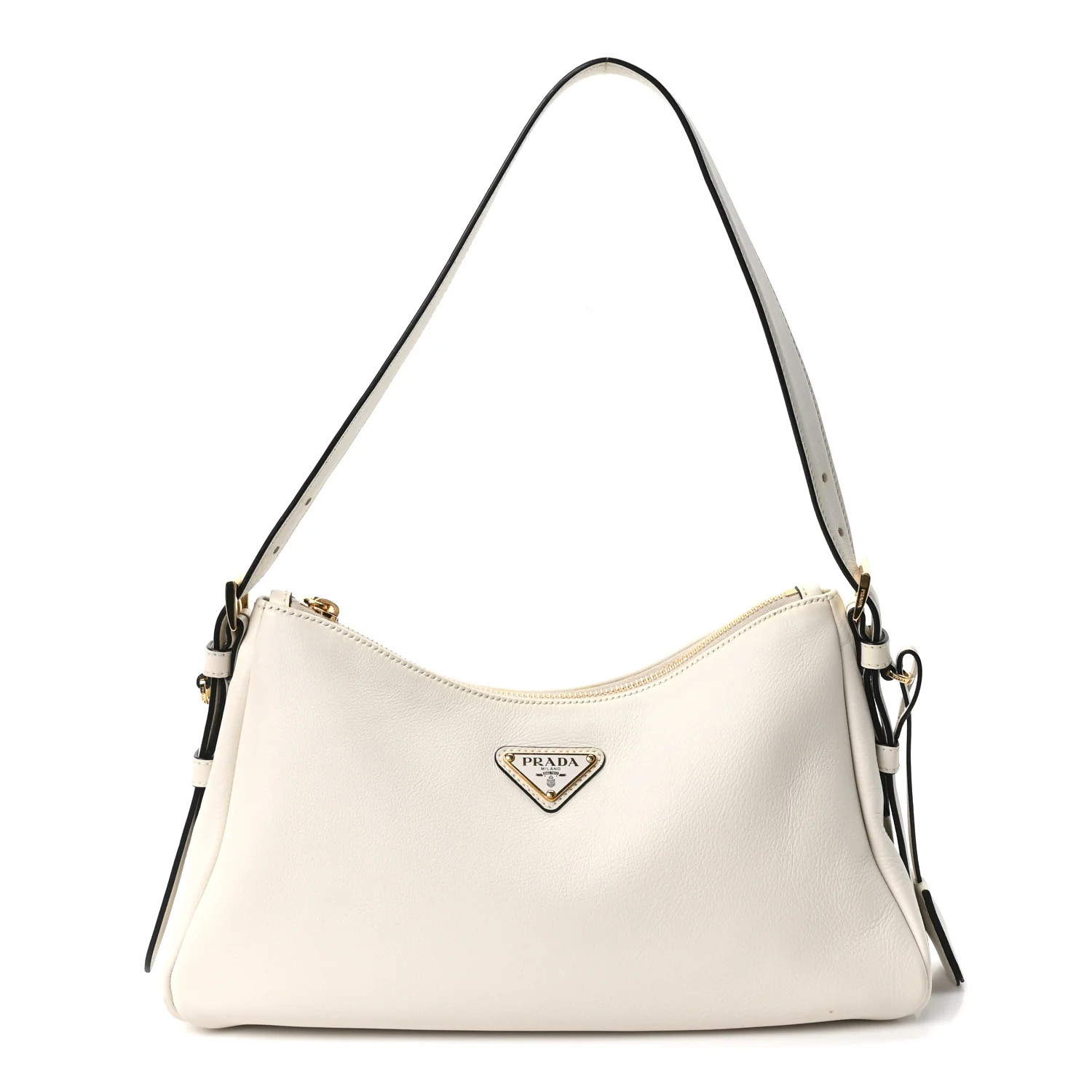 Prada Soft Calfskin Medium Aimee Shoulder Bag White 1955892 | FASHIONPHILE (US)