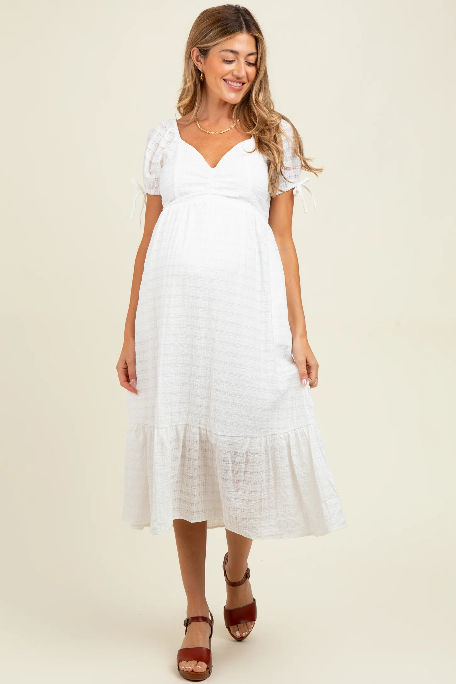 Ivory Solid Sweet Heart Maternity Dress | PinkBlush Maternity