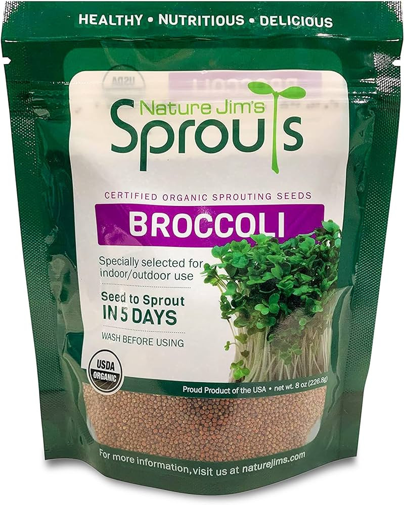 Nature Jims Sprouts Broccoli Sprout Seeds - Certified Organic Broccoli Sprouting Seeds for Indoor... | Amazon (US)