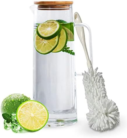 hjn Glass Water Pitcher with Wood Lid Water Carafe with Handle - Fridge Glass Jug for Hot/Cold Water | Amazon (US)