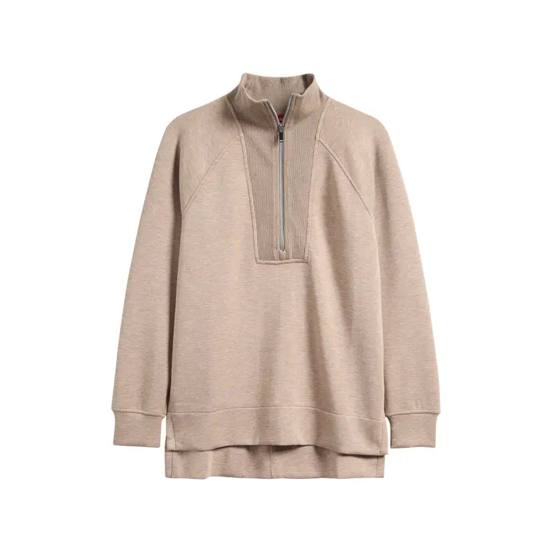 SPANX® Air Essentials Brushed Half-Zip Sweatshirt in Heather Timeless Navy at Nordstrom Rack, Size Large | Nordstrom Rack