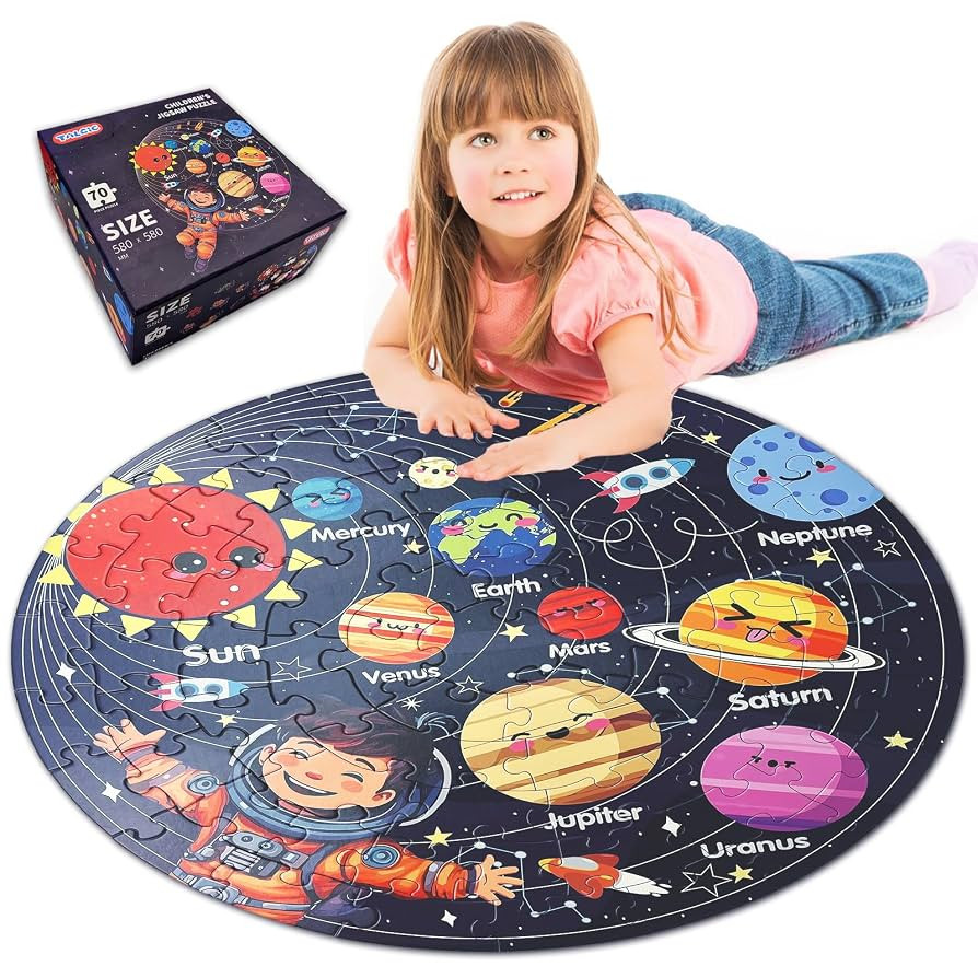 Puzzles for Kids Ages 4-6 with Solar System Planets, 70 Piece Round Large Kids Floor Puzzles for ... | Amazon (US)