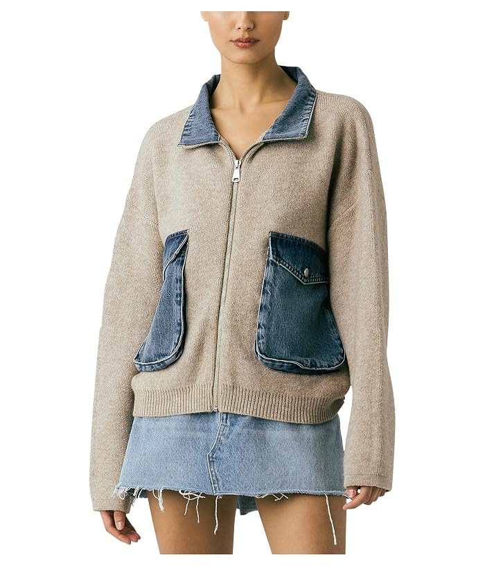 Blank NYC Glow Up Sweater Bomber Jacket Women's Sweater Taupe : MD, Nylon/Polyester | Zappos.com