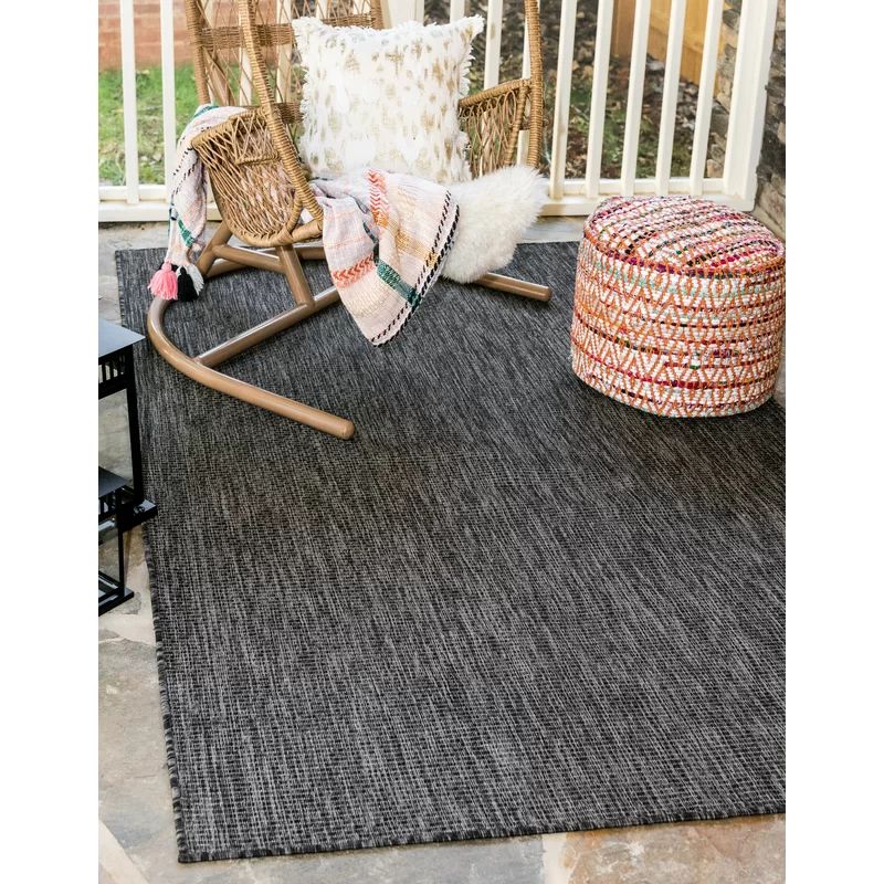 Hildulf Indoor / Outdoor Area Rug in Black | Wayfair North America