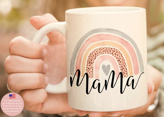 Mama coffee mug with cute watercolour rainbow printed on both sides. Cute and thoughtful Mothers ... | Etsy (US)