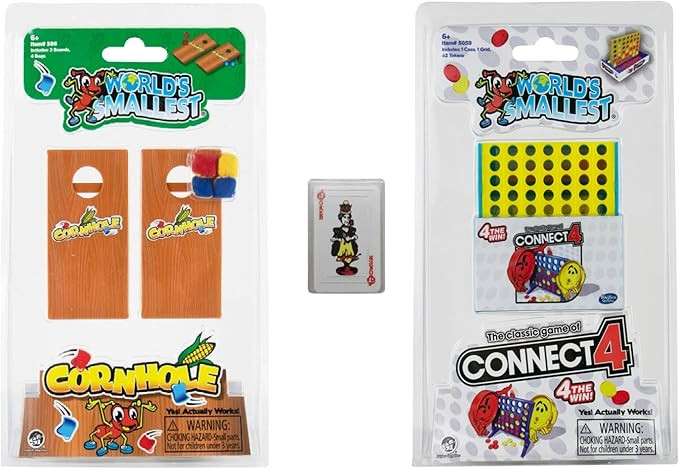 Worlds Smallest Connect 4 Cornhole – Miniature Playing Cards – Bundle Set of 3 Games | Amazon (US)
