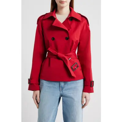 Tommy Hilfiger Belted Crop Trench Coat in Red at Nordstrom, Size Small | Nordstrom