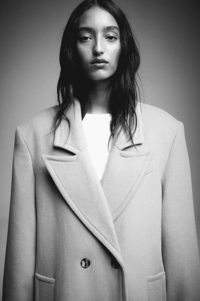 Wool-blend coat - Dark beige - Ladies | H&M GB | H&M (UK, MY, IN, SG, PH, TW, HK)