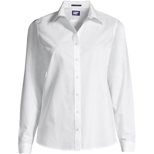 Plus Size No Iron Button Front Shirt - Lands' End - Brown - 20W | Lands' End (US)