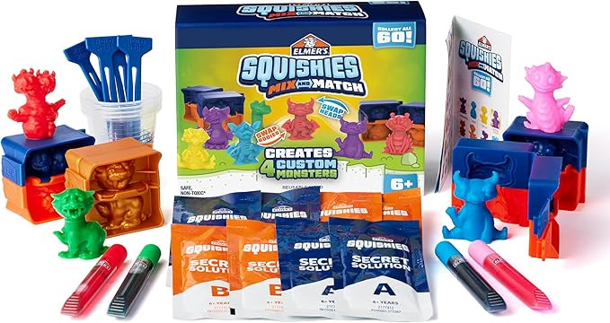 Elmer's Squishies Mix and Match, DIY Squishy Toys, Kids Crafts, Creates 4 Mix and Match Character... | Amazon (US)