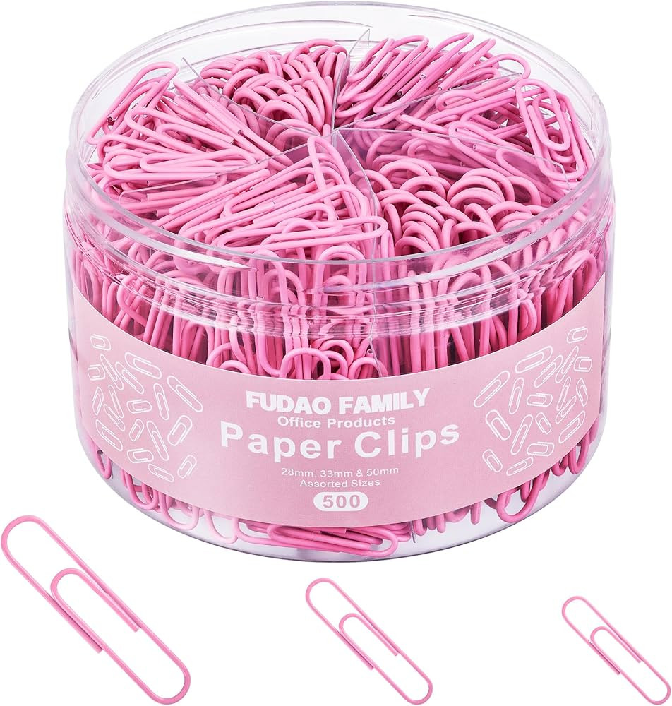 FUDAO FAMILY 500pcs Paper Clips Assorted Sizes, Small, Medium and Large（1.1inch, 1.3inch and 2i... | Amazon (US)