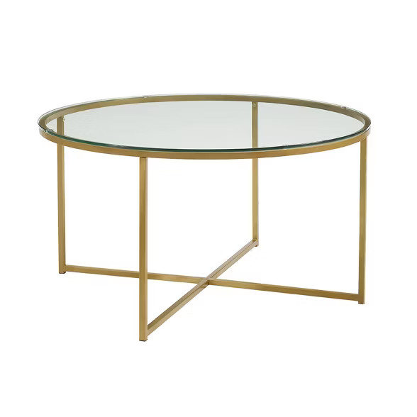 Vivian Glam X Leg Round Coffee Table Faux Marble - Saracina Home | Target