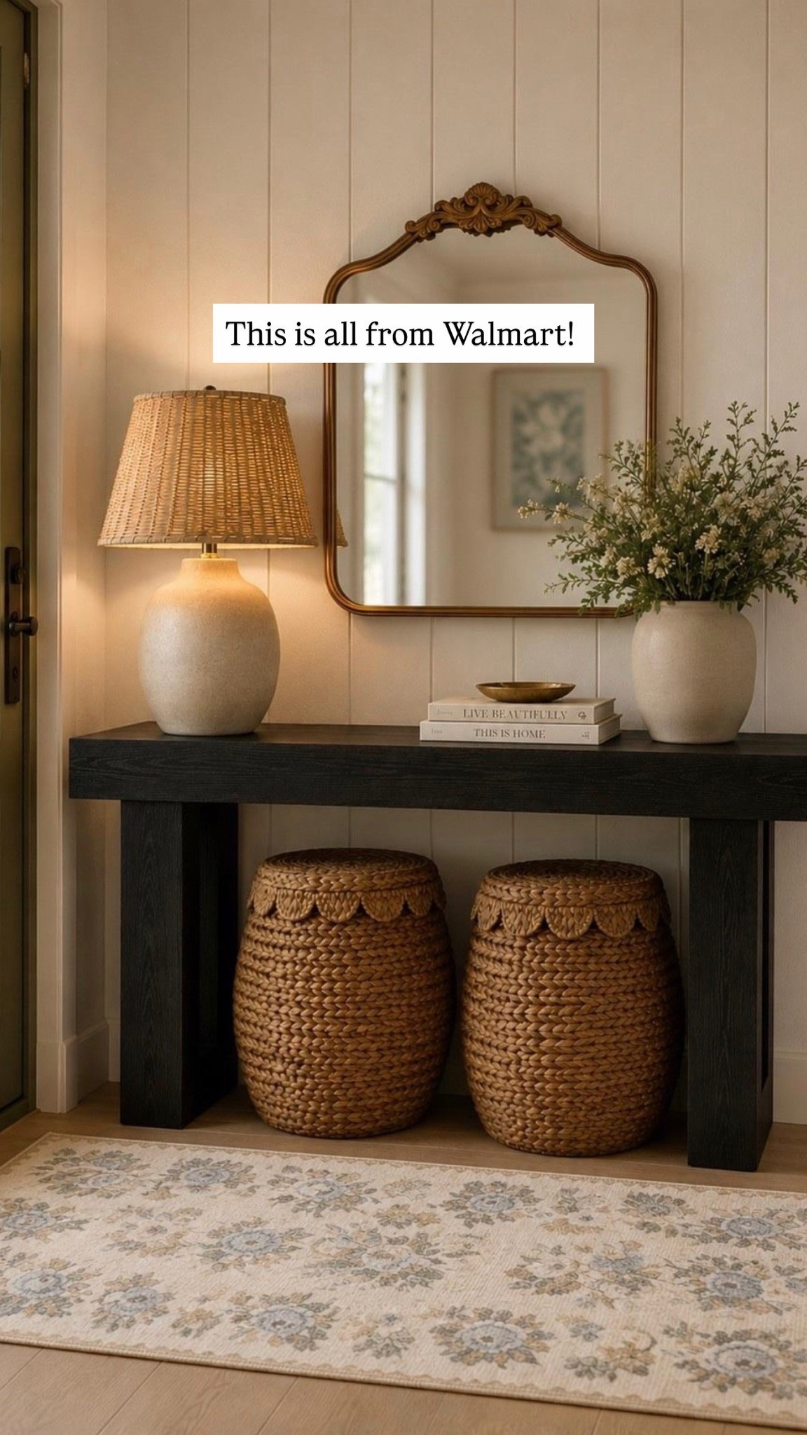 Beautiful entryway from Walmart! Love the scalloped lid baskets. Great for any room. The table lamp is so affordable and only a few left!

#LTKHome #LTKSaleAlert