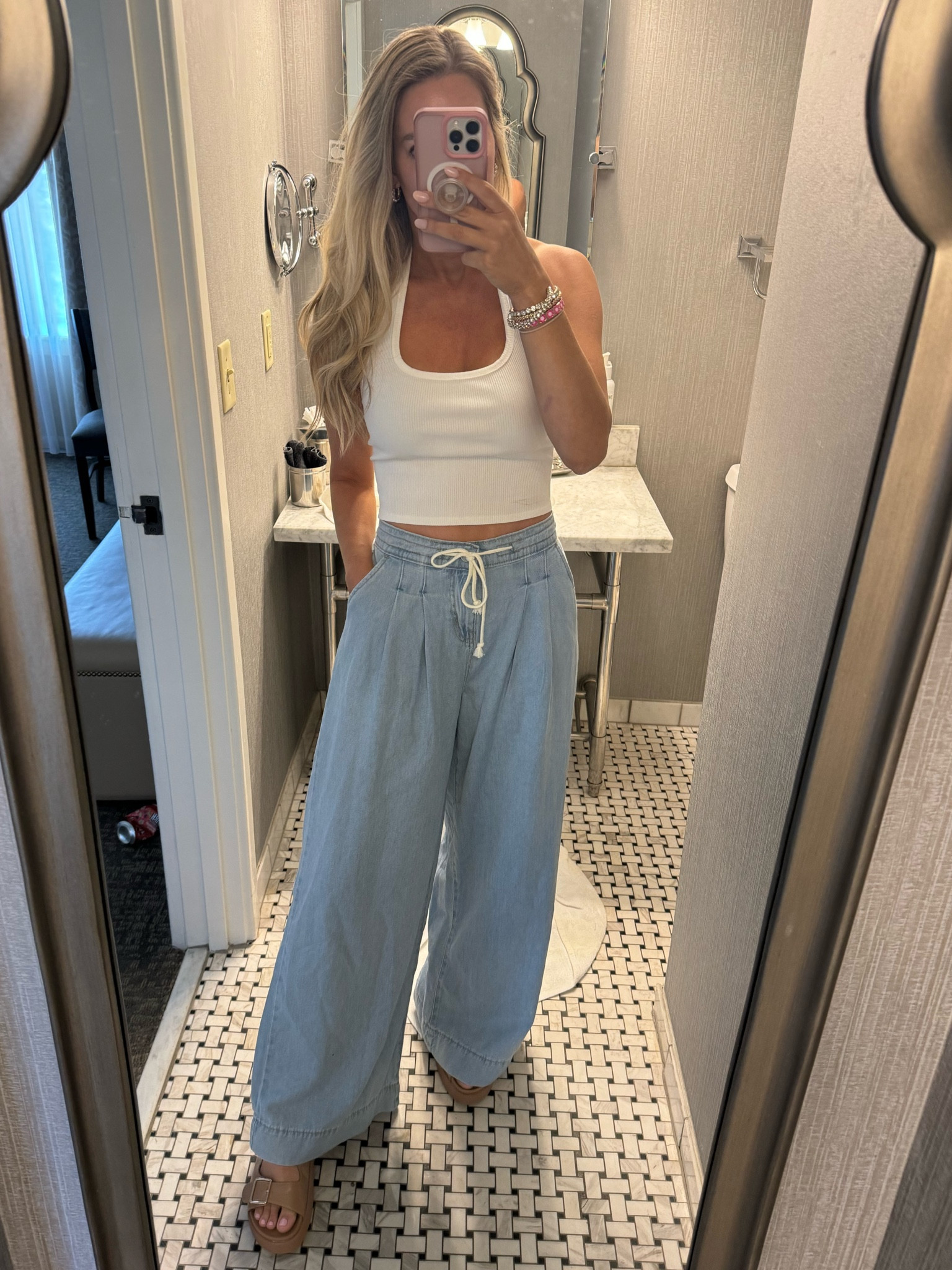 How adorable are these pants?! SO soft! Feels like you are wearing sweats but look like jeans. LOVE the wide leg! This top is a ribbed halter and it’s so cute! 

#LTKxTarget #LTKfindsunder50 #LTKsalealert