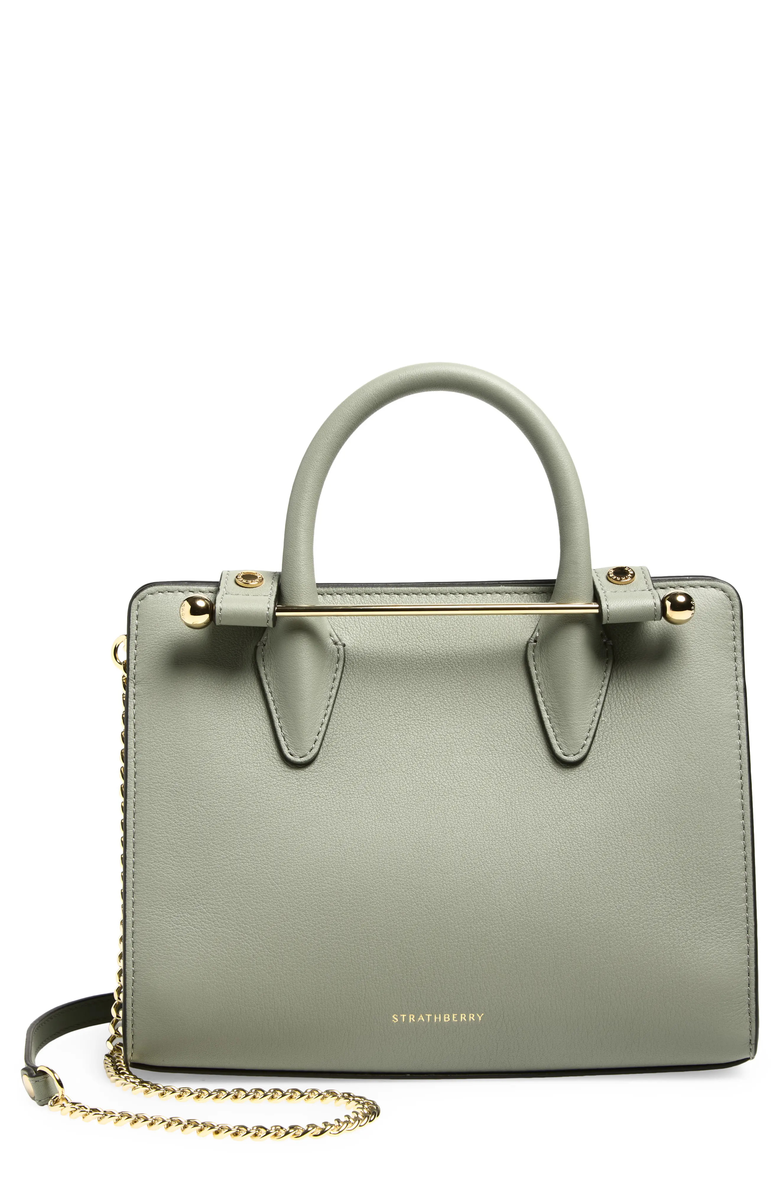 Strathberry Mini Leather Tote in Library Green at Nordstrom | Nordstrom