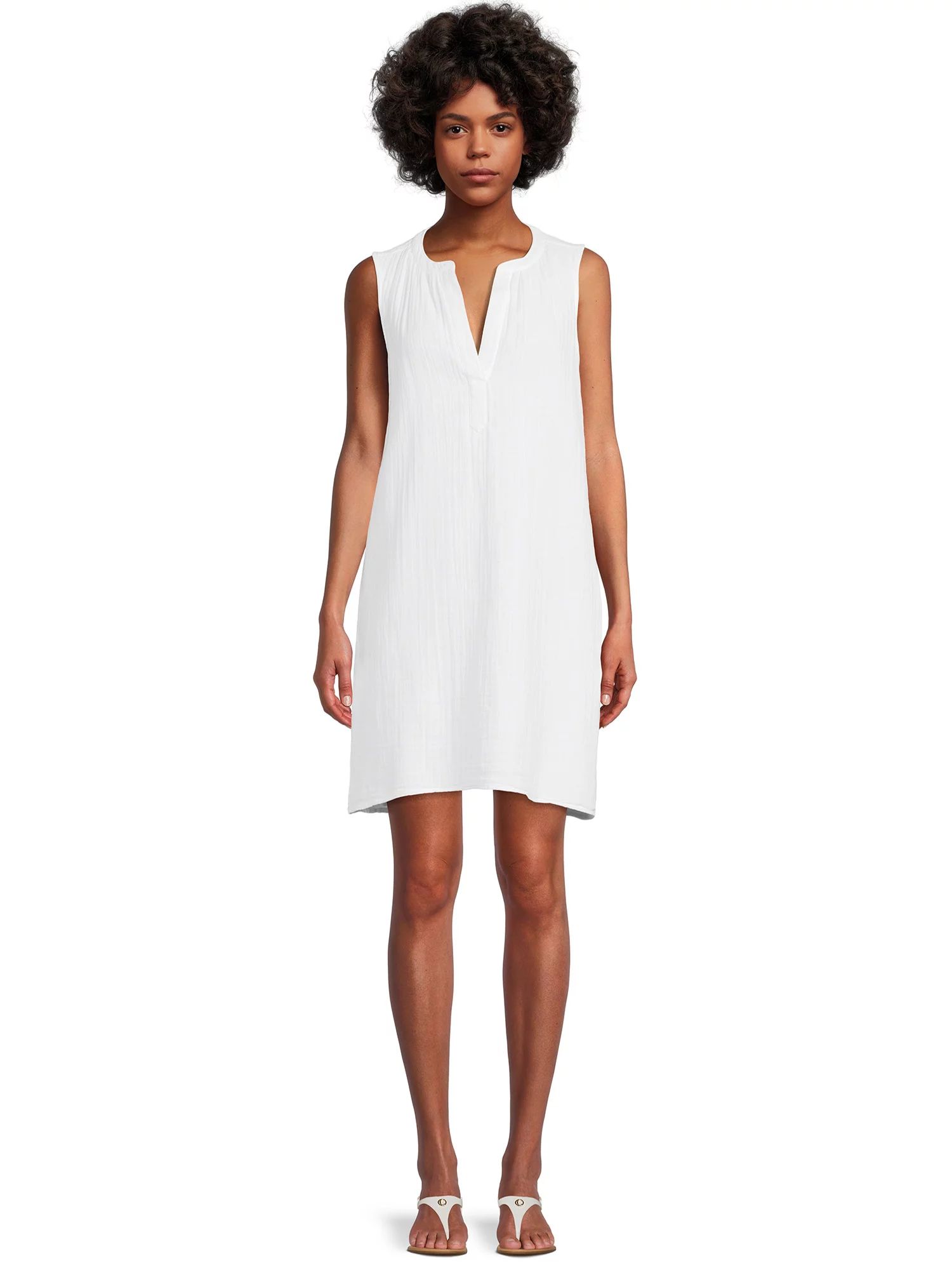 Time and Tru Women's Sleeveless Double Cloth Dress | Walmart (US)