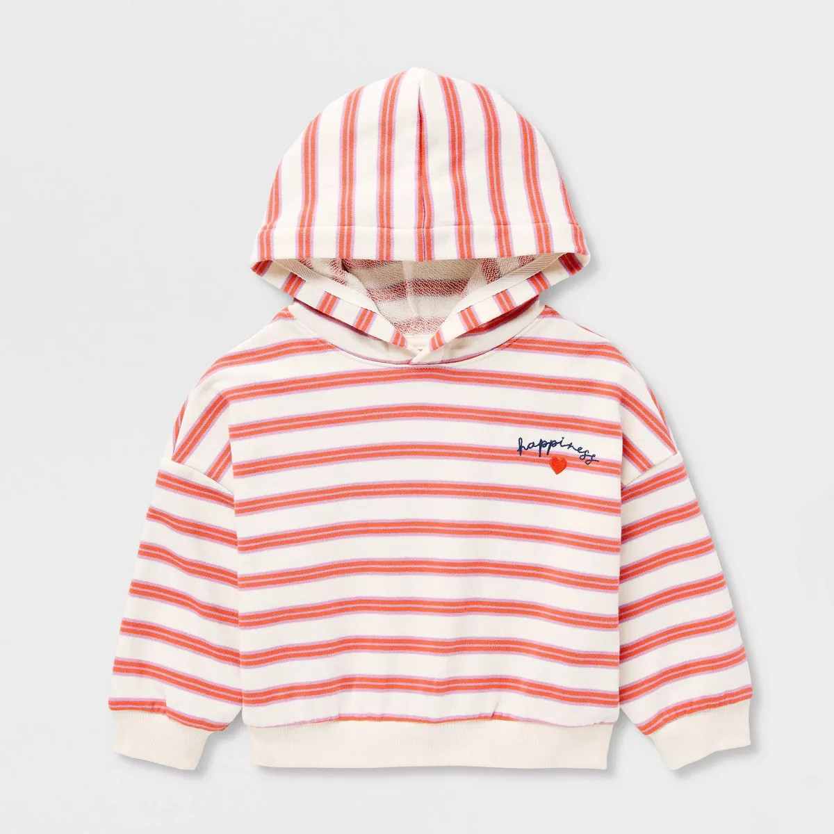 Toddler Girls' Striped Happiness Hooded Sweatshirt - Cat & Jack\u2122 White 18M | Target