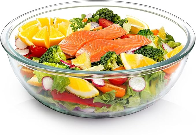 NUTRIUPS 6.3QT Large Glass Mixing Bowl, 11 inch Large Salad Bowls for Serving, Big Glass Bowls fo... | Amazon (US)