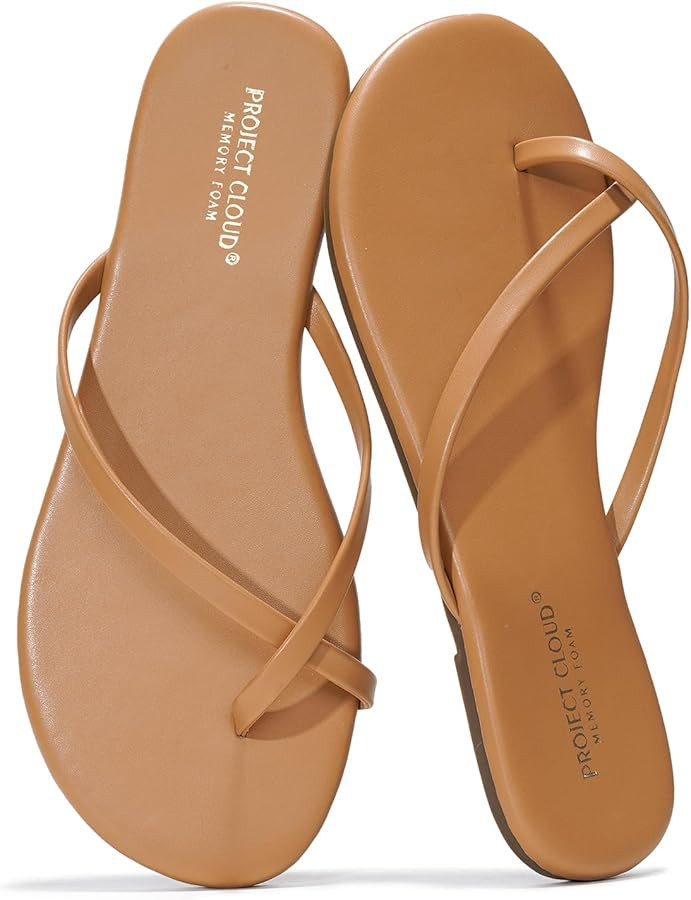 Project Cloud Flip Flops for Women Footwear - Memory Foam Flats Sandals for Women 2025 - Vegan Le... | Amazon (US)