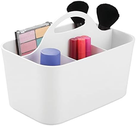 mDesign Plastic Makeup Storage Organizer Caddy Tote, Divided Basket Bin, Handle for Bathroom, Hol... | Amazon (US)