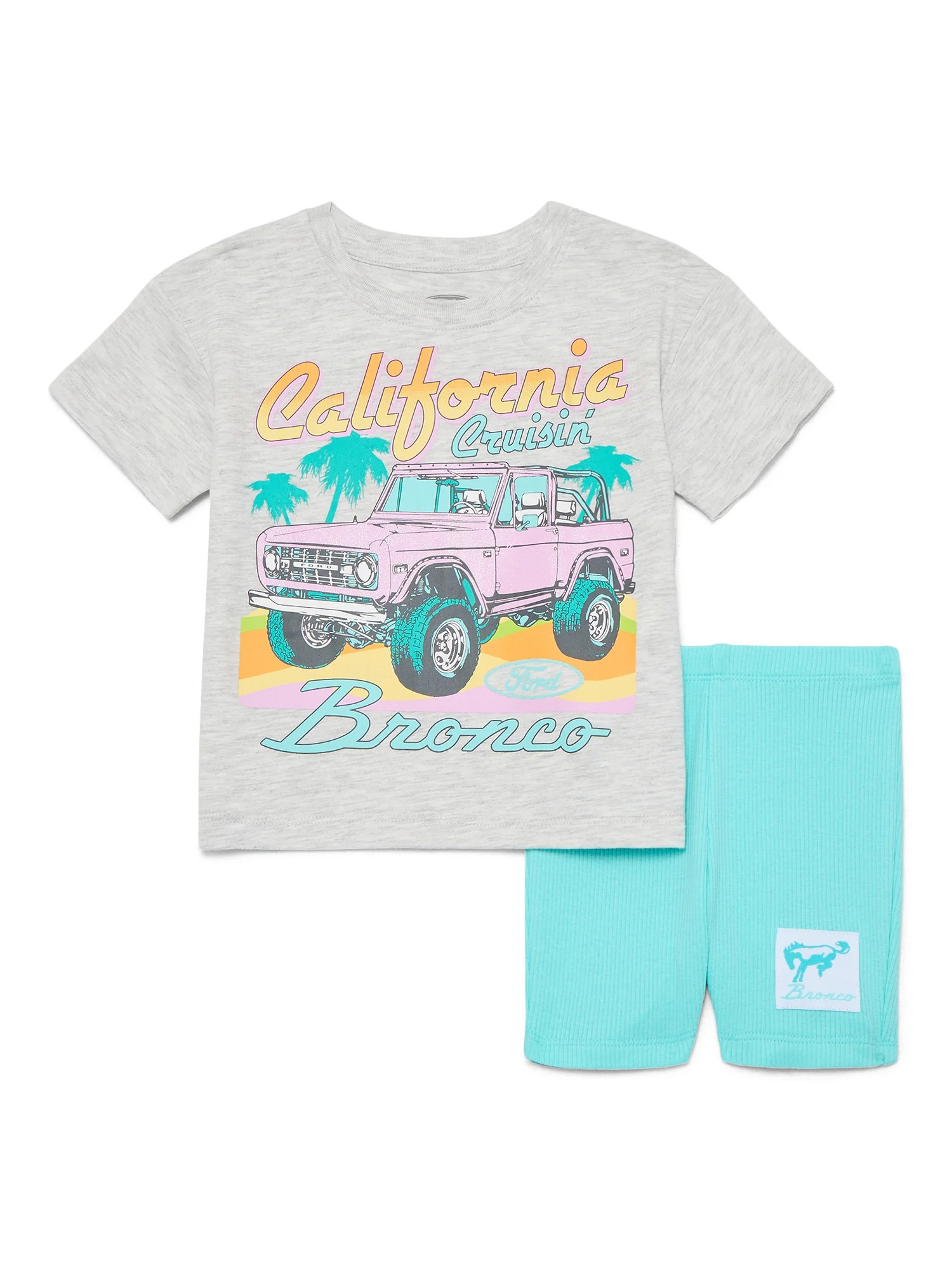 Ford Bronco Toddler Girls Graphic Tee and Bike Shorts Set, 2-Piece, Sizes 12M-5T | Walmart (US)