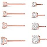 Amazon Essentials 14K Gold or Sterling Silver CZ Stud Earring Sets, Round or Princess Cut | Amazon (US)